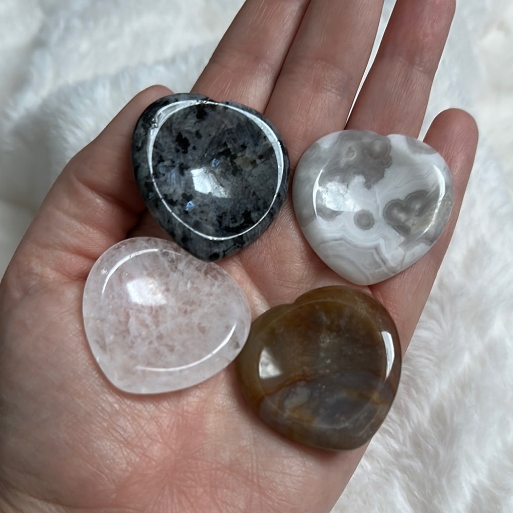 Set of Four Heart Shaped Worry Stones